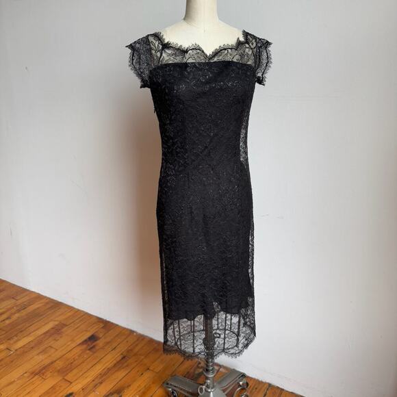 Y2K Black Lace Sheer Shift Dress with Strapless Slip - Picture 1 of 8